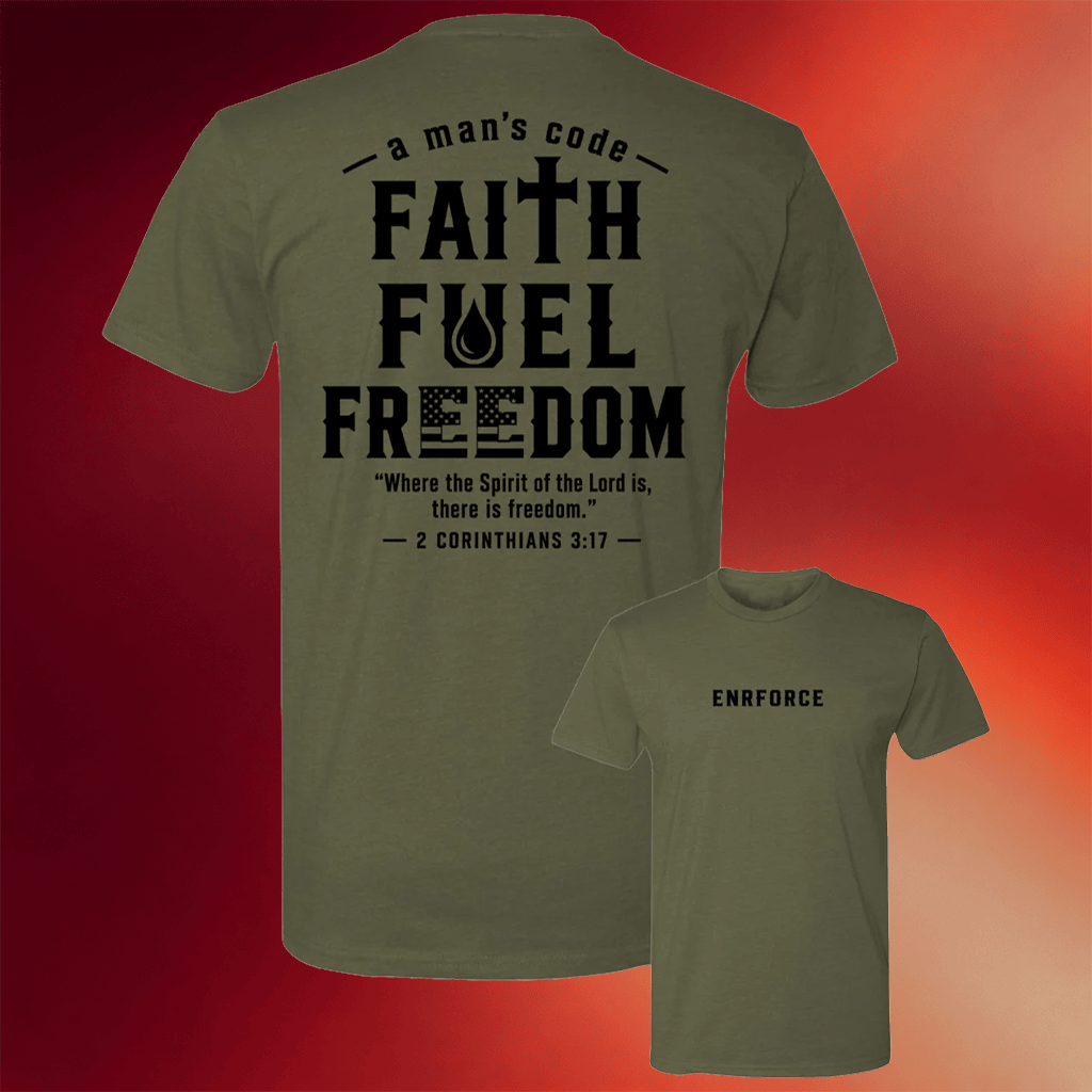 Enrforce Merch 2026 Faith Fuels Freedom T-Shirt Bible Verse Shirt Christian Gifts