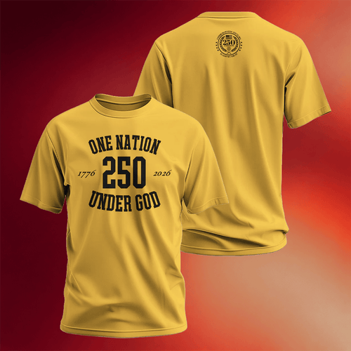 Valuetainment Merch One Nation Under God Gold and White 250 T-Shirt Fathers Day Presents