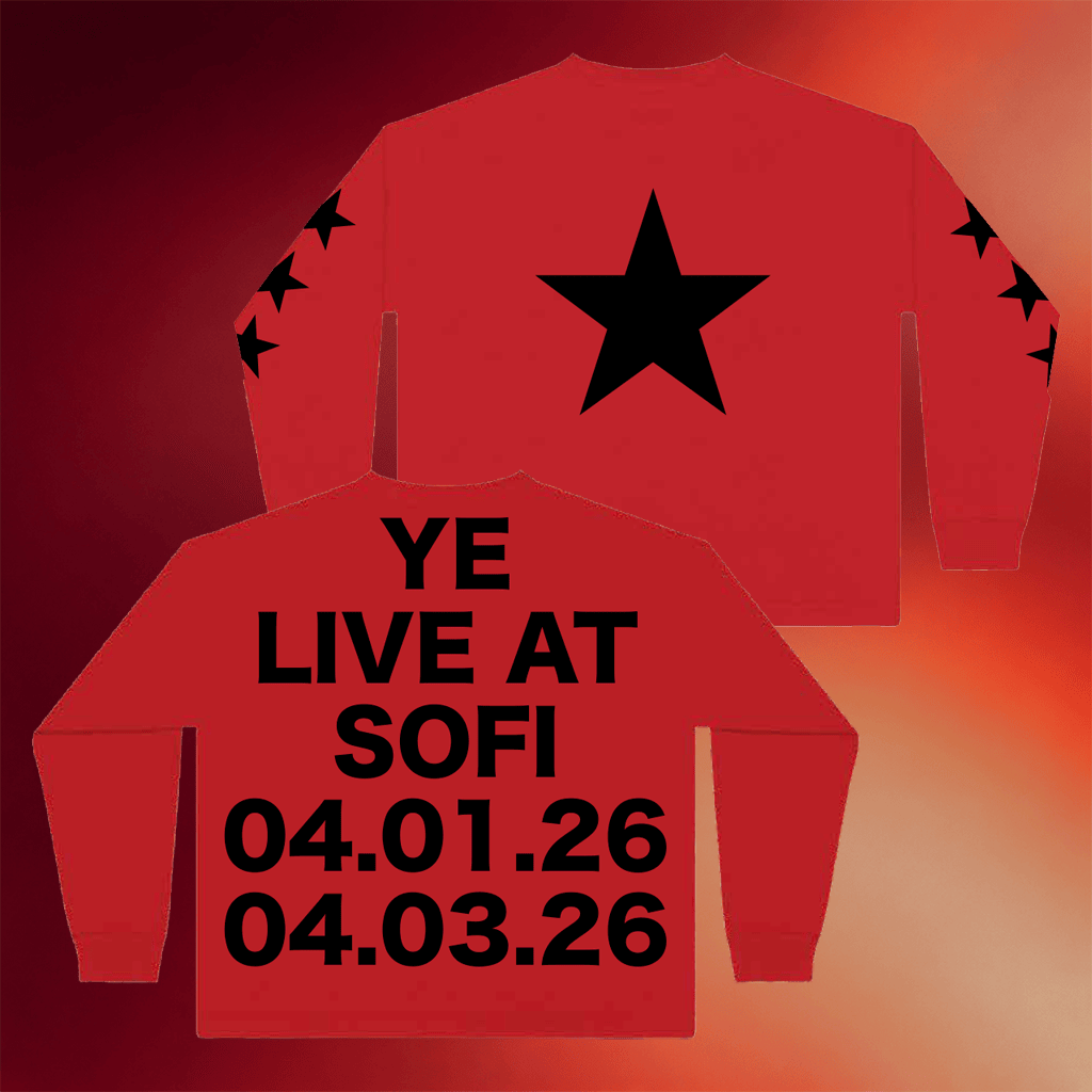 Kanye West Merch 2026 YE Live At Sofi Long Sleeve Shirt Red YE Bully Merch Gifts For Rap Lovers
