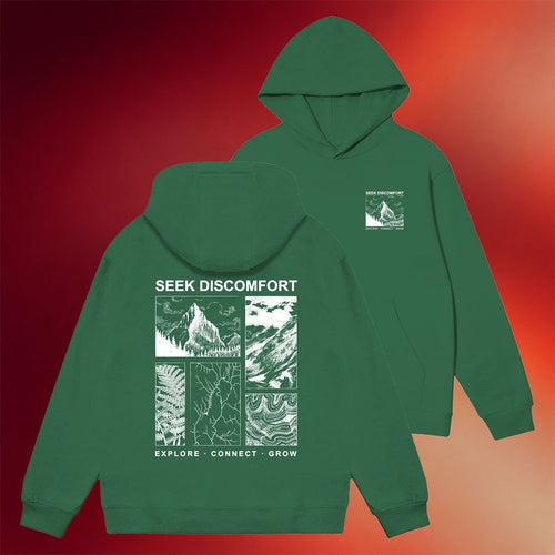 Seek Discomfort Merch 2026 Elements Hoodie Seek Discomfort Explore Connect Grow Hoodie Gifts