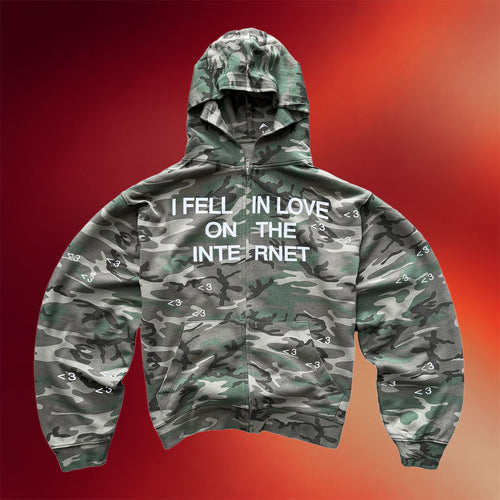 Artificial Fever Merch 2026 I Feel In Love On The Internet Camo Zip Hoodie Gifts For BFF