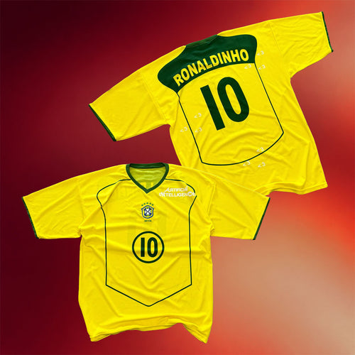 Artificial Fever Merch 2026 Ronaldinho #10 Brazil World Cup Home Jersey Gift For Him