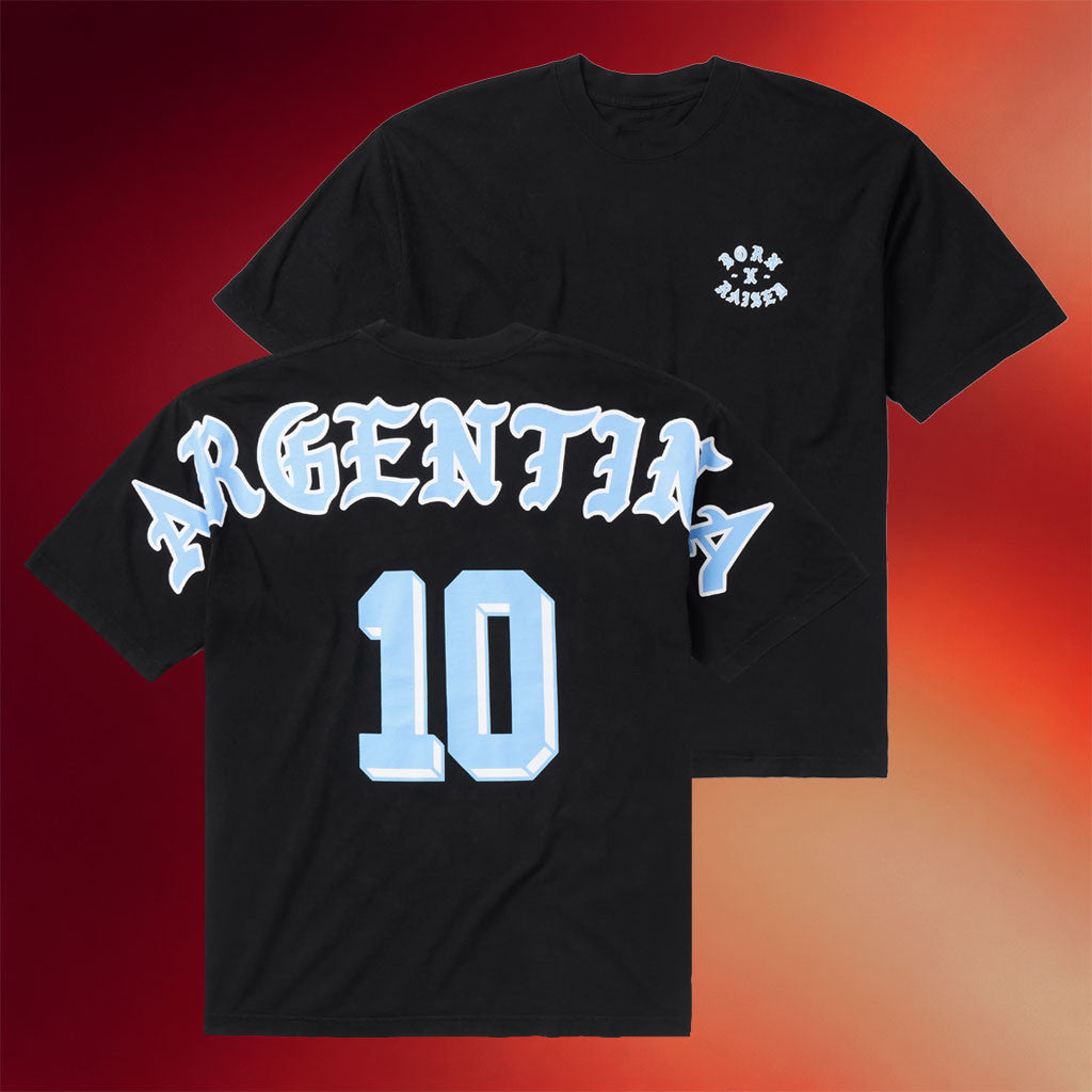 Born X Raised Merch 2026 Argentina Eyebuster T-Shirt Black No 10 Argentina World Cup Merch
