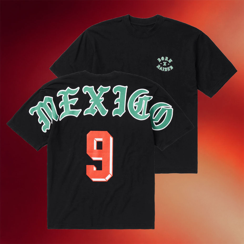 Born X Raised Merch 2026 Mexico Eyebuster T-Shirt No 9 Shirt Mexico World Cup Merch Black