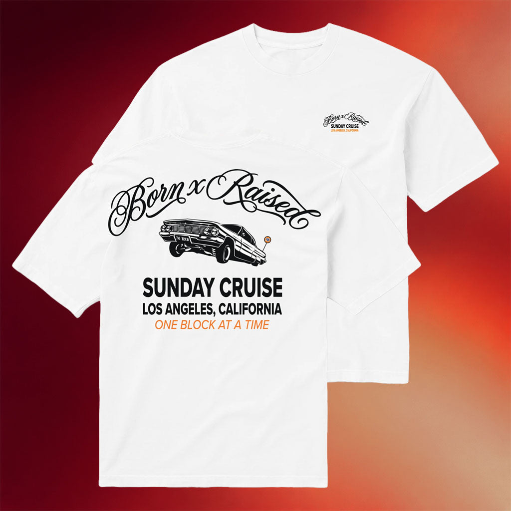 Born X Raised Merch 2026 Born X Raised 76 Sunday Cruise T-Shirt White Best Gift For Him