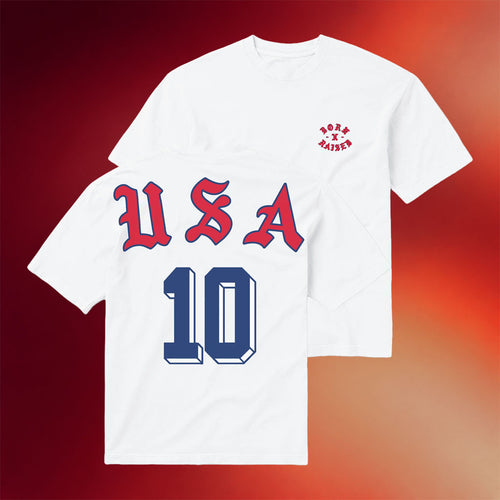 Born X Raised Merch 2026 USA Eyebuster T-Shirt No 10 Shirt USMNT World Cup Merch White