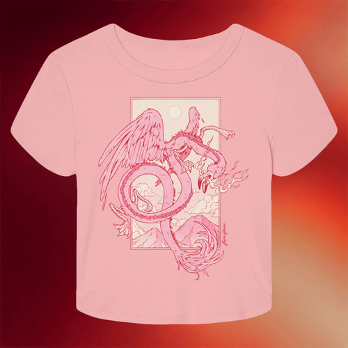Flim Flam Merch Flamingo Dragon Cropped T-Shirt Birthday Ideas For Her