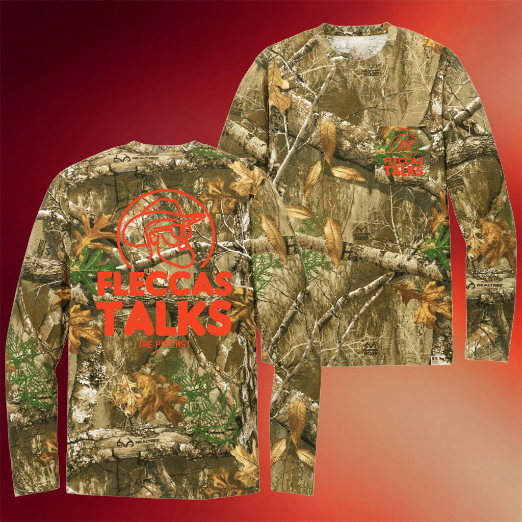 Fleccas Talks Merch Russell Outdoors Realtree Long Sleeve T-Shirt Fleccas Talks The Podcast Shirt