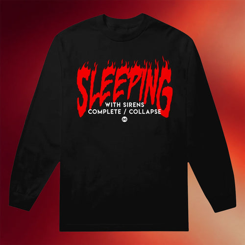 Sleeping With Sirens Merch 2026 Flames Black Long Sleeve Shirt Presents For Rock Lovers