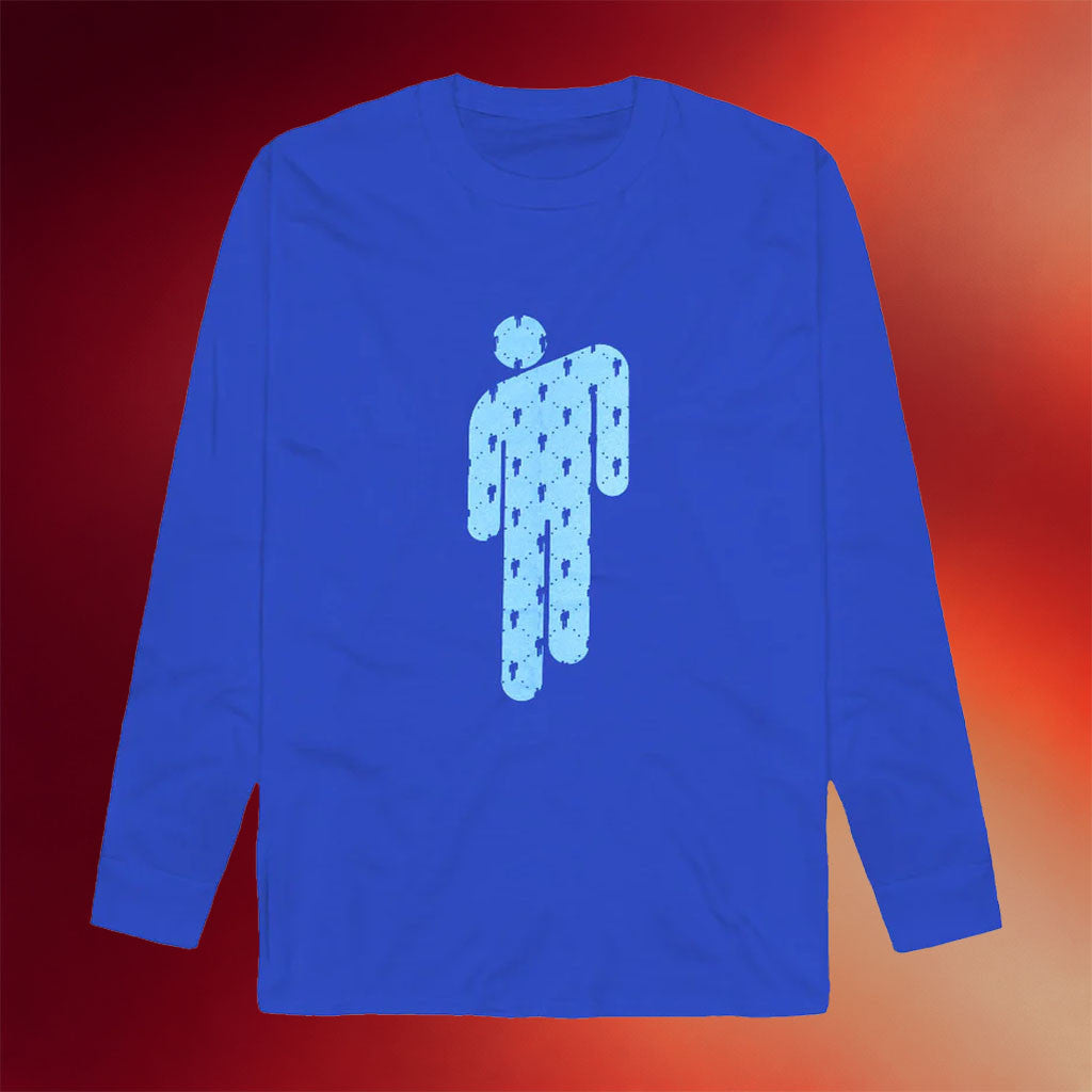 Billie Eilish Merch Manonman Blue Long Sleeve T-Shirt Billie Eilish Shirt Gifts For Brother