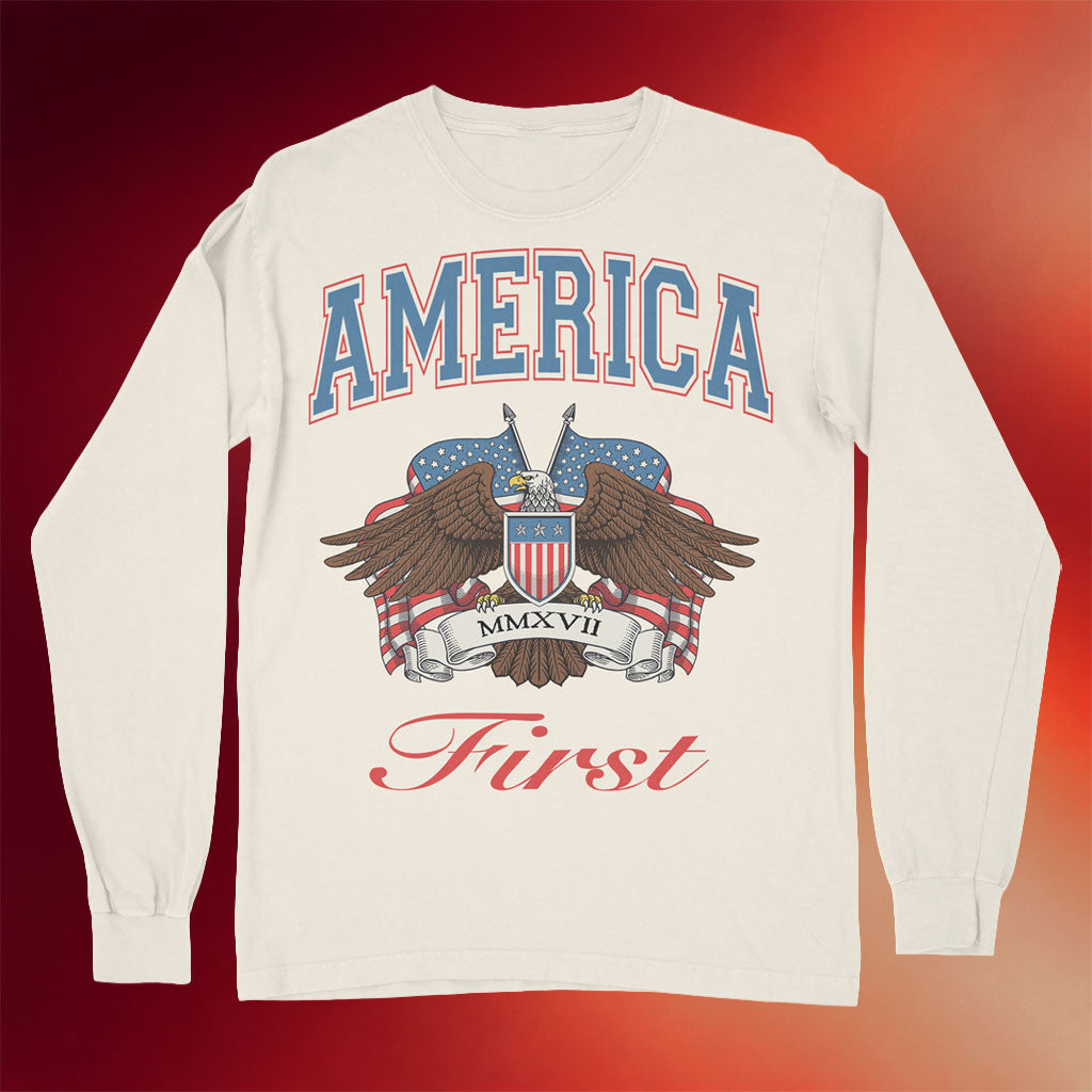 Nick Fuentes Merch America First Vintage Eagle Long Sleeve T-Shirt Patriotic Gifts For Him