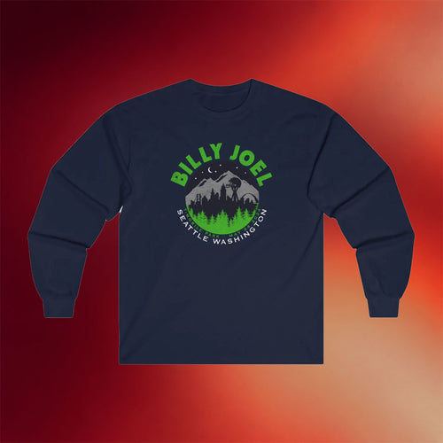 Billy Joel Merch Seattle WA Skyline 5 24 24 Event Navy Long Sleeve T-Shirt Gifts For Fans