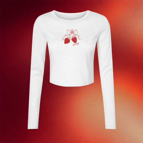 Laufey Merch Strawberry Cropped Long Sleeve Shirt Birthday Gifts For Girlfriend