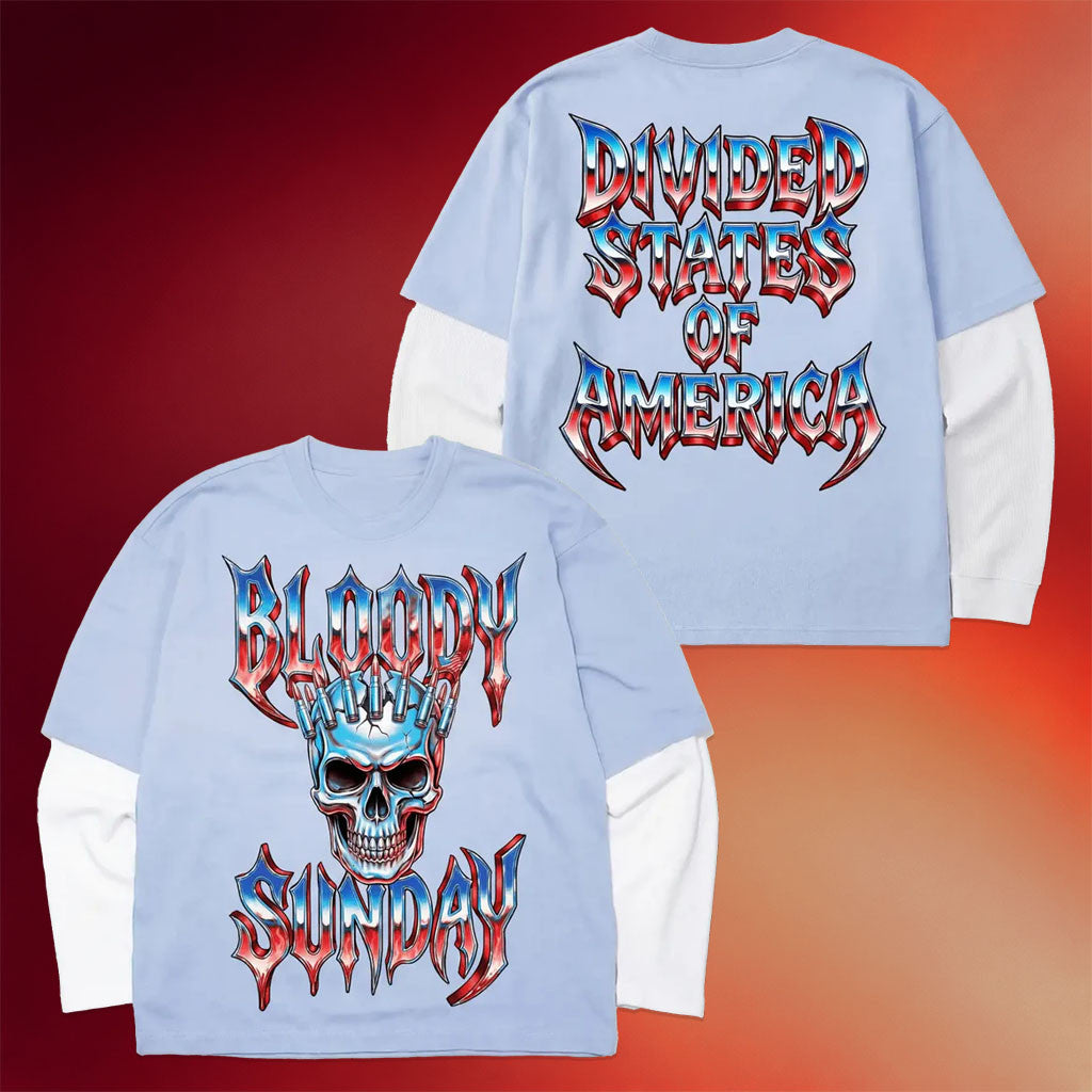 Bloody Sunday Merch 2026 Divided States Of America Twofer Long Sleeve Shirt Gifts Ideas