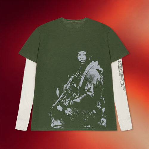 Offset Merch 2026 Distressed War Layered Long Sleeve Shirt Best Gifts For Rapper Fans