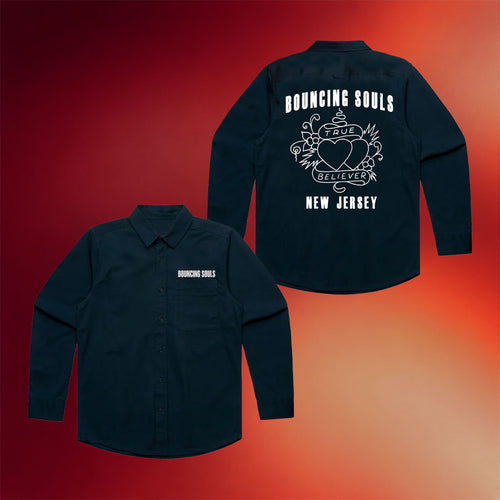 The Bouncing Souls Merch 2026 True Believers New Jersey Navy Button Up Long Sleeve Shirt Gifts