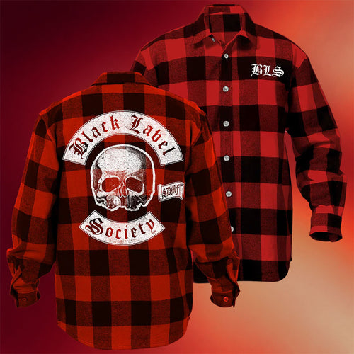 Black Label Society Merch BLS Colors Red Long Sleeve Button Up Shirt Gifts For Band Fans