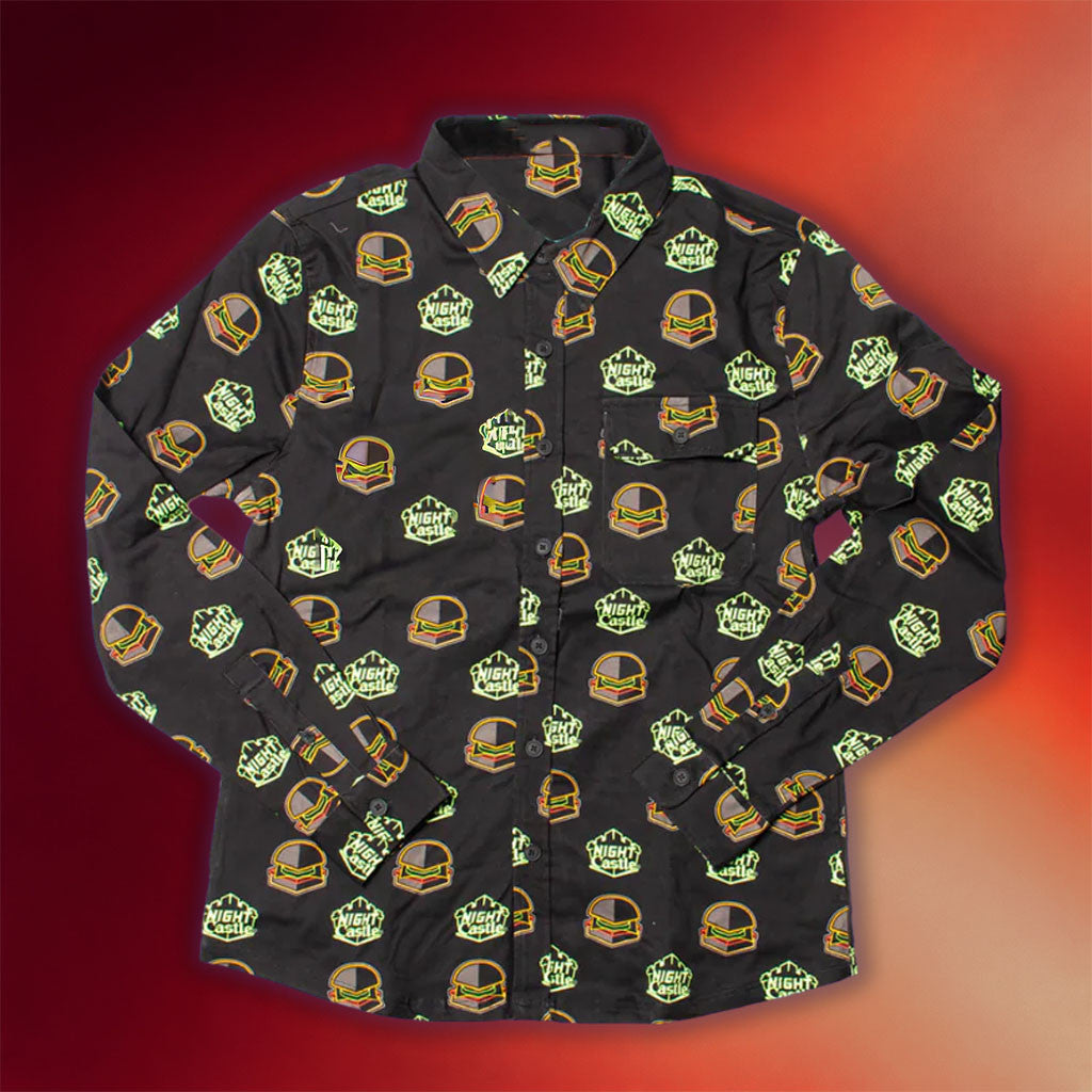 House Of Crave Merch Night Castle Long Sleeve Button Up Shirt Birthday Gift Ideas For Son