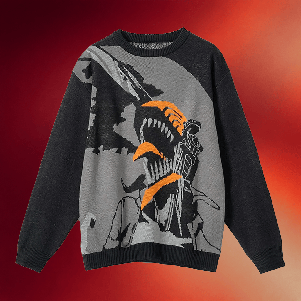 Chainsaw Man Merch Chainsaw Man X Graniph Shout Jacquard Sweater Gifts For Friends