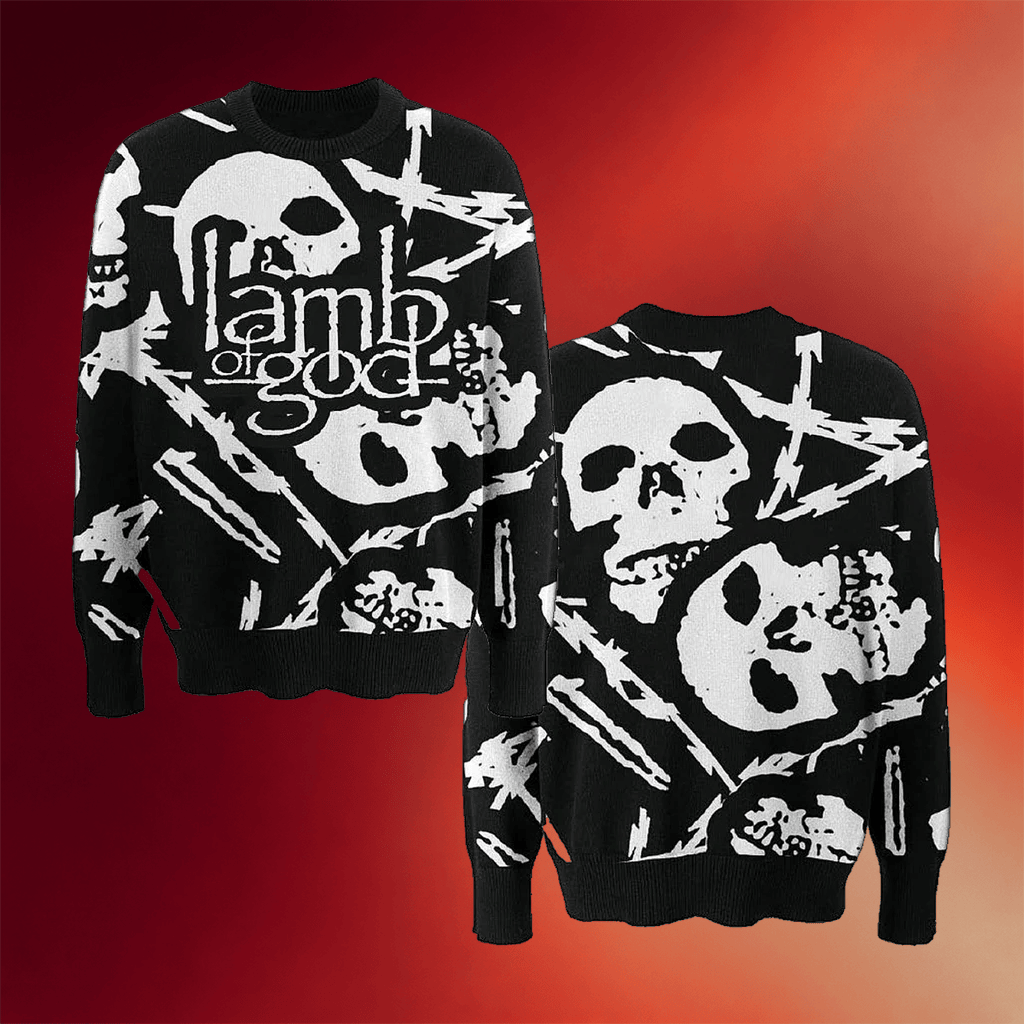 Lamb Of God Merch Barbed Wire Skull Sweater Presents For Music Lovers