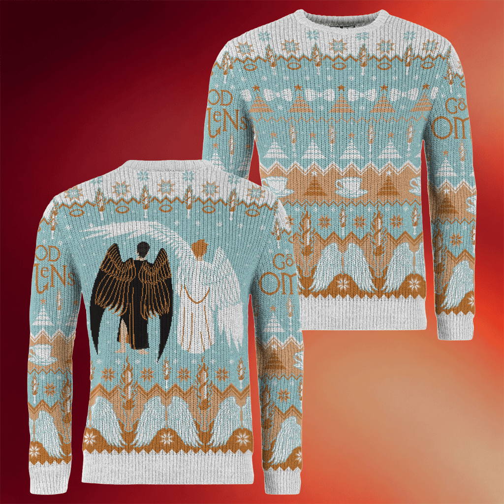 Good Omens Merch 2026 Aziraphale Christmas Sweater Good Omens Xmas Jumper Gifts For Fans