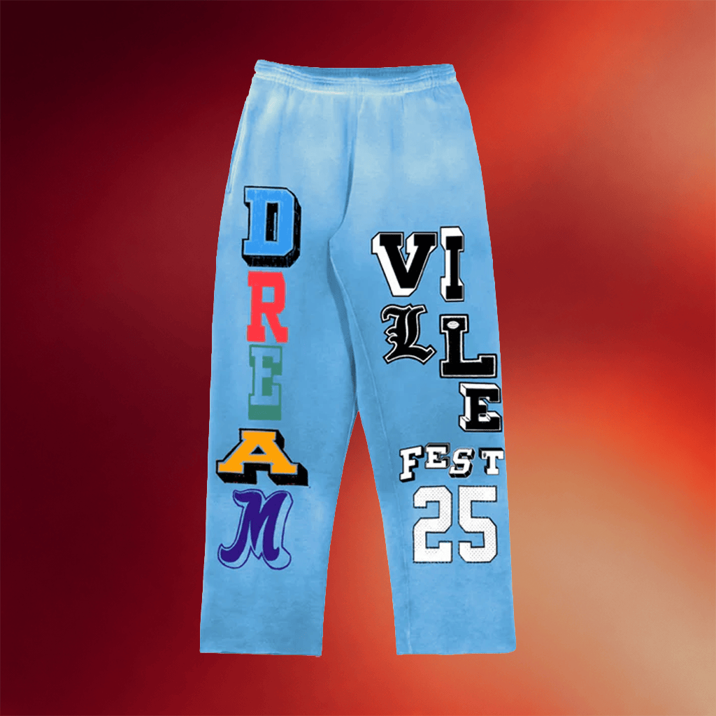 Dreamville Festival Merch DV 25 Varsity Letters Blue Sweatpants Hip Hop Lover Gifts