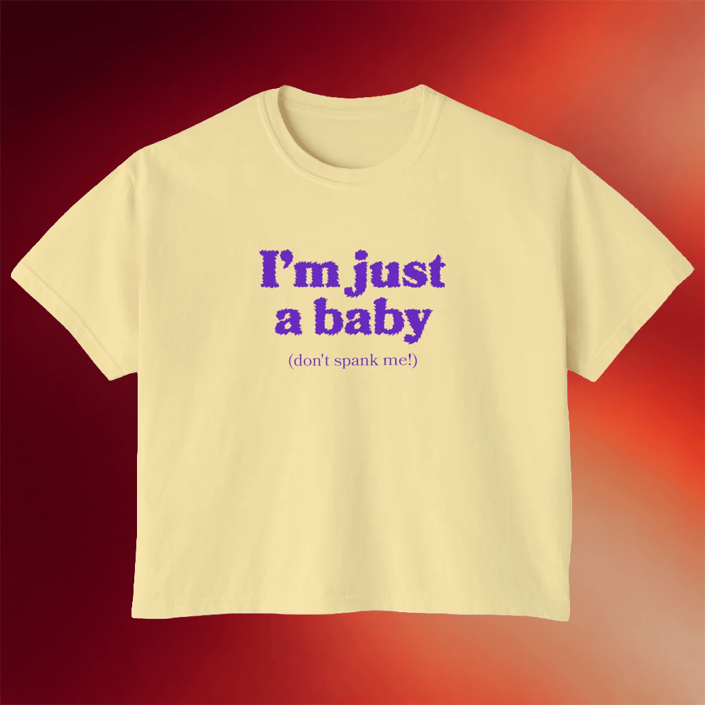 Dropout Merch I'm Just A Baby Cropped T-Shirt Gift Ideas For Sister