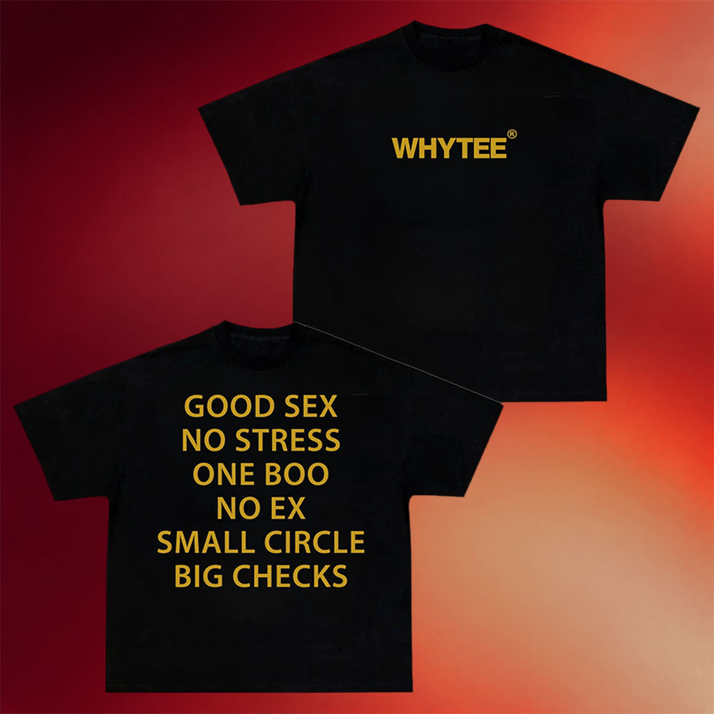 Whyteeindia Merch 2026 Good Sex No Stress One Boo No Ex Small Circle Big Checks Shirt Funny