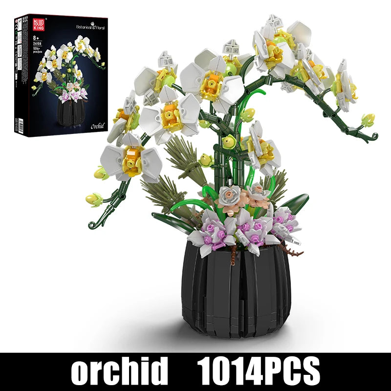 Mould King 24108 White Orchid Bouquet - Flower Building Block Set