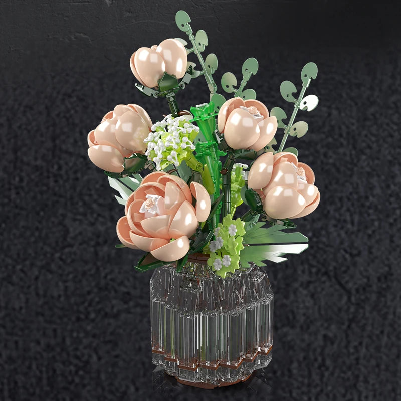 Mould King 24109 White Rose Bouquet - Building Block Flower Set