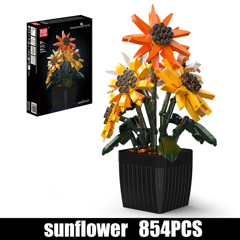 Mould King 24111 Sunflower Bouquet - Building Block Flower Set