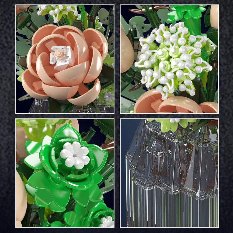 Mould King 24109 White Rose Bouquet - Building Block Flower Set