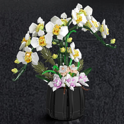 Mould King 24108 White Orchid Bouquet - Flower Building Block Set