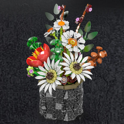 Mould King 24107 White Daisy Bouquet - Building Block Flower Set