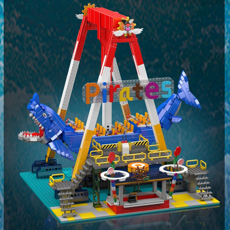 Mould King 11017 Motorized Dragon Shark Pirate Ship Roller Coaster
