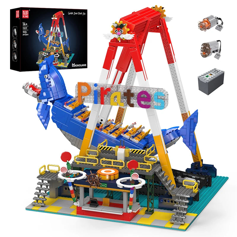 Mould King 11017 Motorized Dragon Shark Pirate Ship Roller Coaster