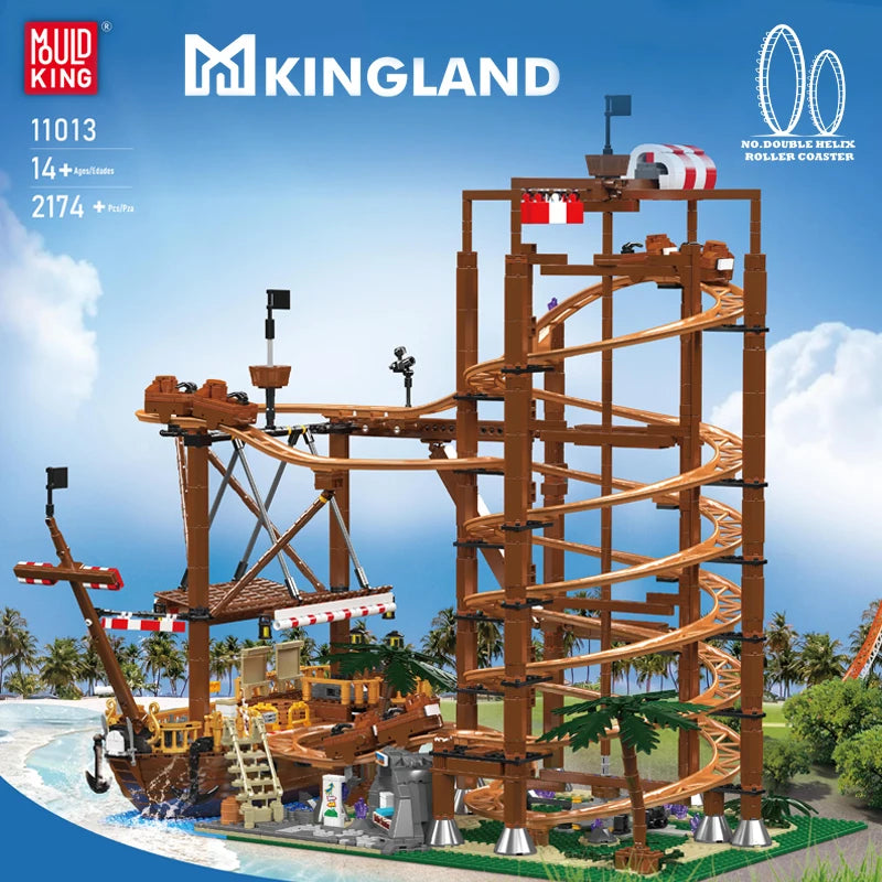Mould King 11013 - Set de Construction de Montagnes Russes Double Hélice Motorisées