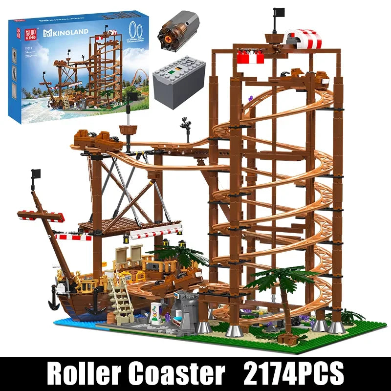 Mould King 11013 - Set de Construction de Montagnes Russes Double Hélice Motorisées