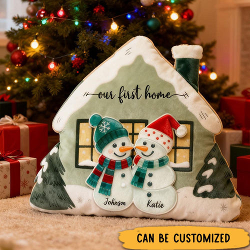 Personalized Holiday Pillow Graphic 3D Print Custom Family Names Cozy Winter Decor with Snowman Family Design Soft Accent Cushion Christmas Gifts