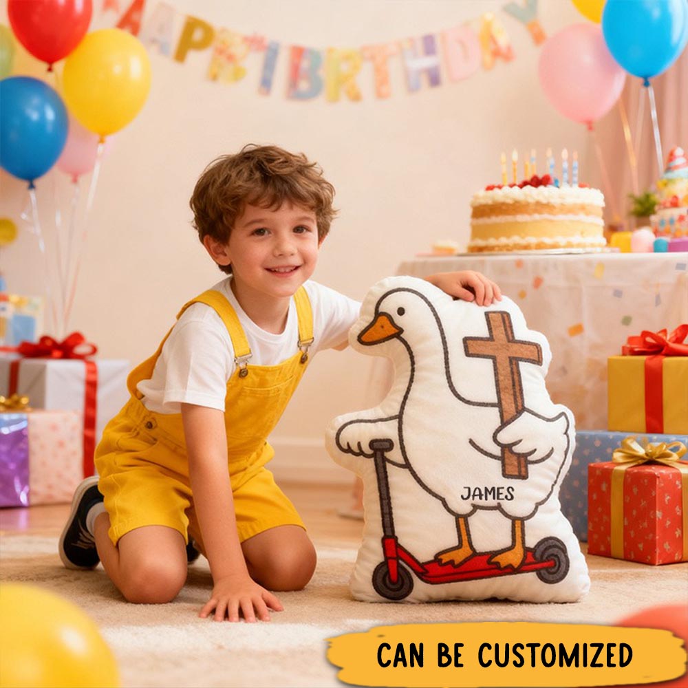 Personalized Christian Goose on the Loose Pillow with Custom Name Home Decor Religious Gift Birthday Gift Graphic 3D Print Pillow for Boys