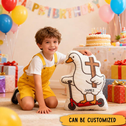 Personalized Christian Goose on the Loose Pillow with Custom Name Home Decor Religious Gift Birthday Gift Graphic 3D Print Pillow for Boys