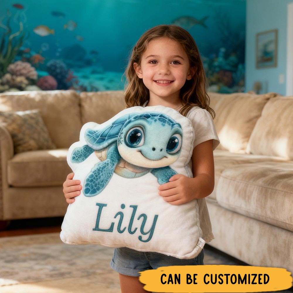 PersonalizedBlue Voyage Turtle Pillow Graphic 3D Print Pillow for Travel Lovers
