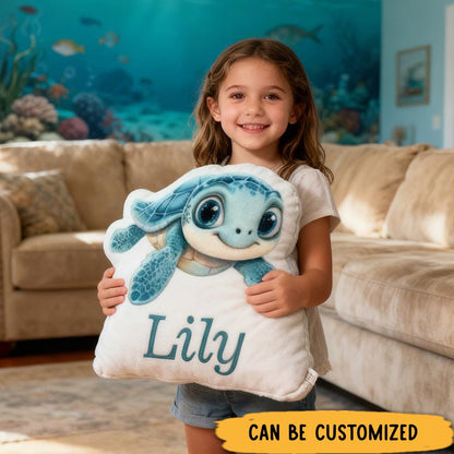 PersonalizedBlue Voyage Turtle Pillow Graphic 3D Print Pillow for Travel Lovers