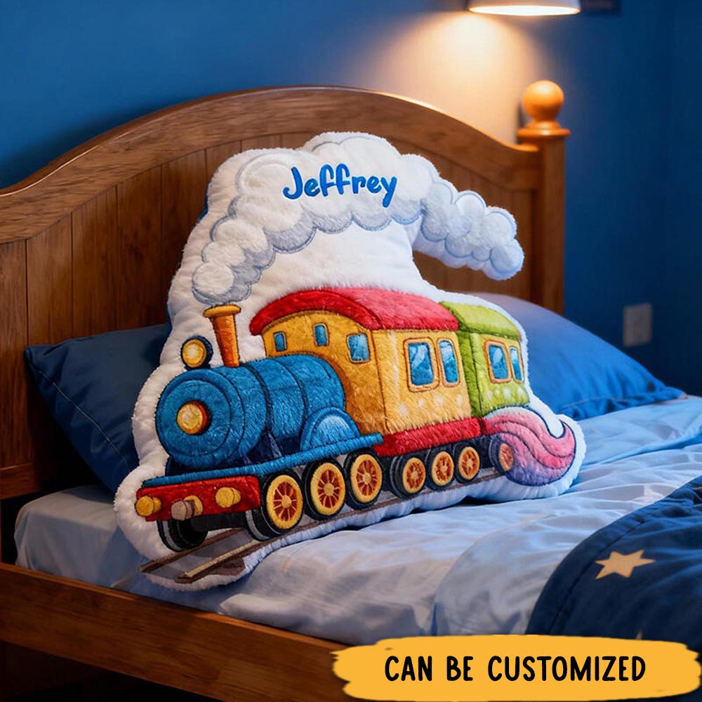 Personalized Train Shaped with Name Graphic 3D Print Pillow Christmas Gift for Kids or Baby Birthday Gifts