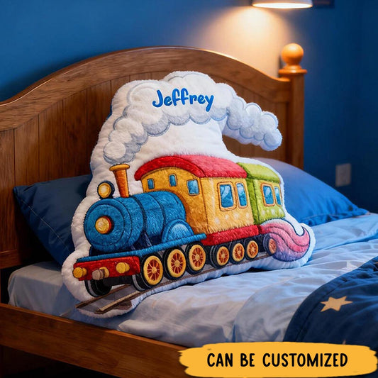 Personalized Train Shaped with Name Graphic 3D Print Pillow Christmas Gift for Kids or Baby Birthday Gifts