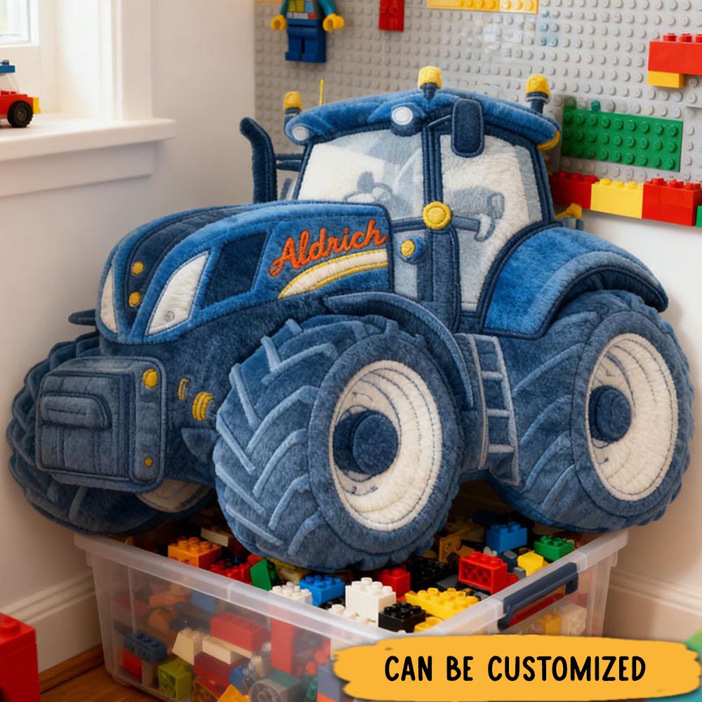 Personalized Tractors Letter Pillow with Custom Name Kids Room Decor Gift for Boys Christmas Gift 3D Print