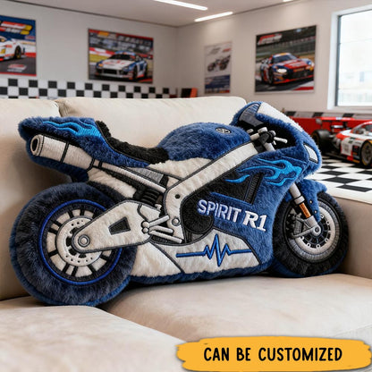 Personalized Motorcycle Shaped Plush Pillow R1 Design Vehicle Lovers Gift