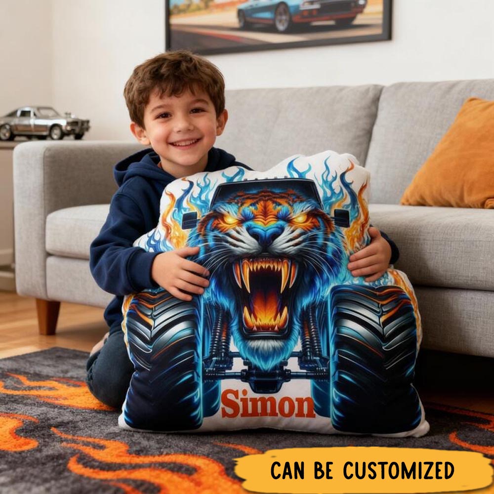 Personalized Transforming Car with Name Graphic 3D Print Pillow Christmas Gift for Kids or Baby Birthday Gifts