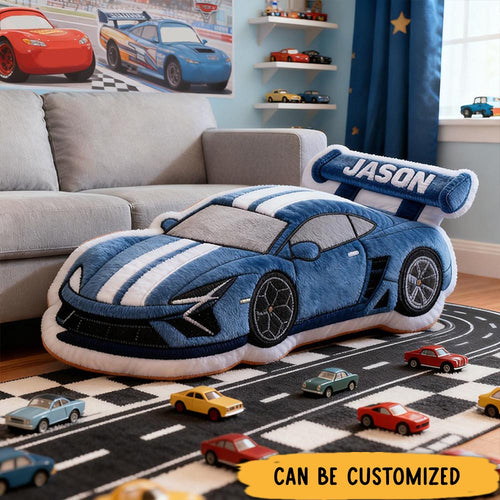 Personalized Racing Car Pillow with Custom Name 3D Graphic Print Cushion Gifts