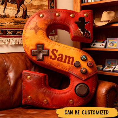 Personalized Graphic 3D Print Western Controller Alphabet Shaped Pillow for Game Lovers Initial Pillow Christmas Gift for Kids